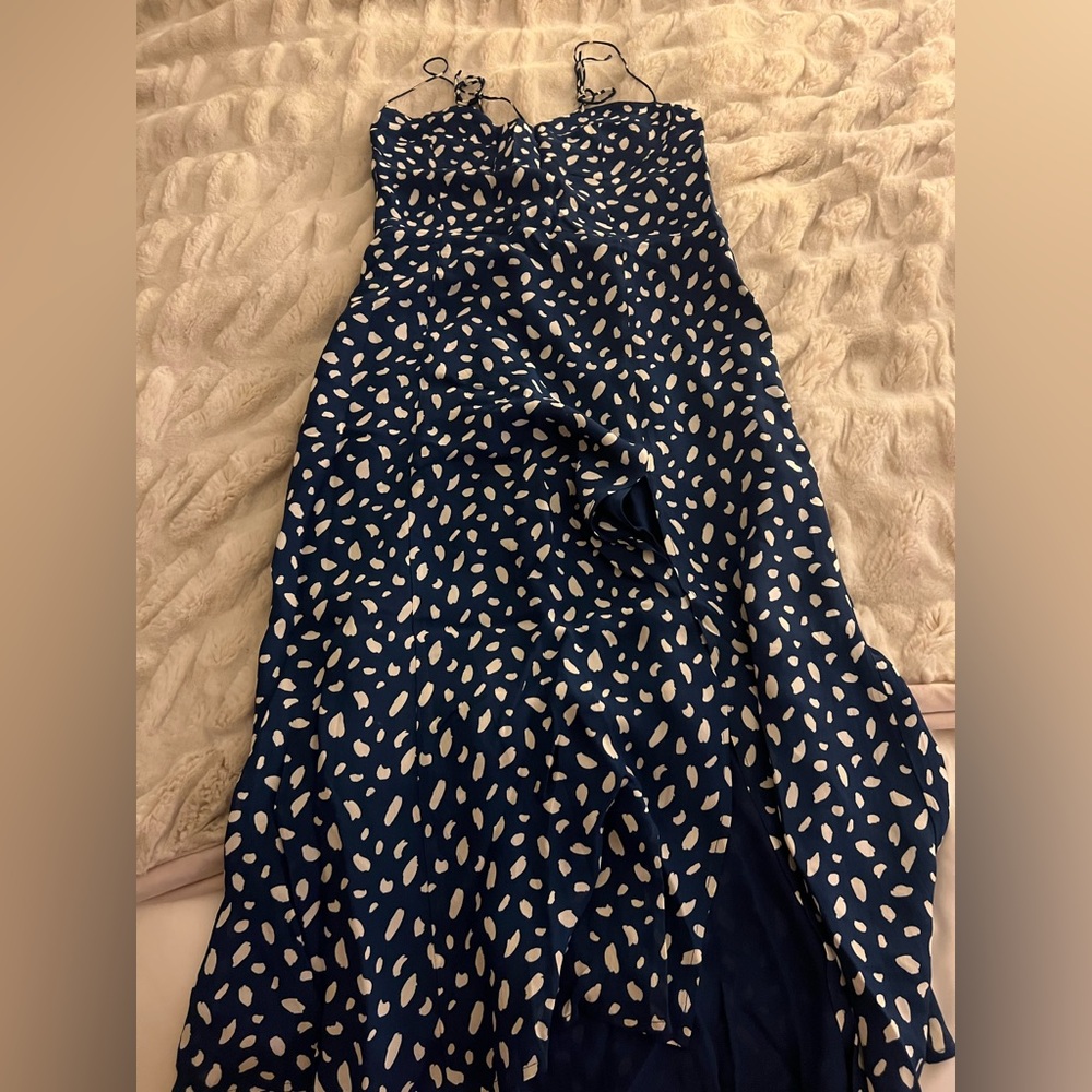 Reformation Blue White Juliette Dress Size 10 - Picture 4 of 7